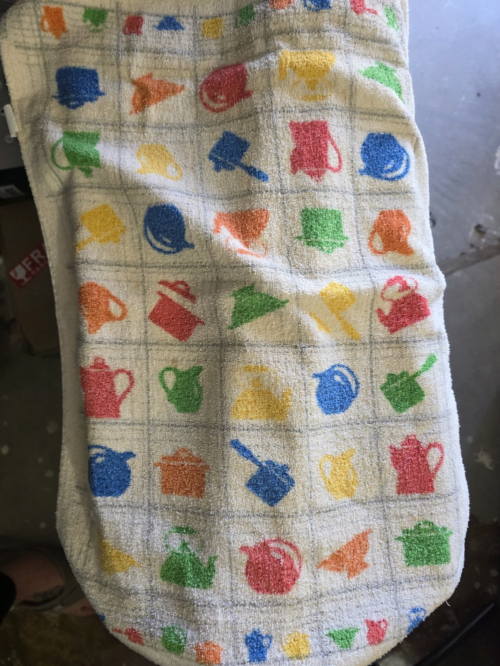 Colorful Vintage Kitchen Teatowel with Teapot & Mug Motif